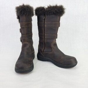 LL Bean Nordic Boots Women's 6.5 Tek 2.5 Zip Up Brown Leather Primaloft 100 Gram